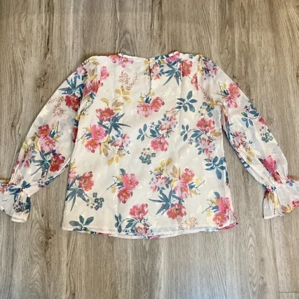 Loft Floral Ruffle Blouse Size XS Petite
